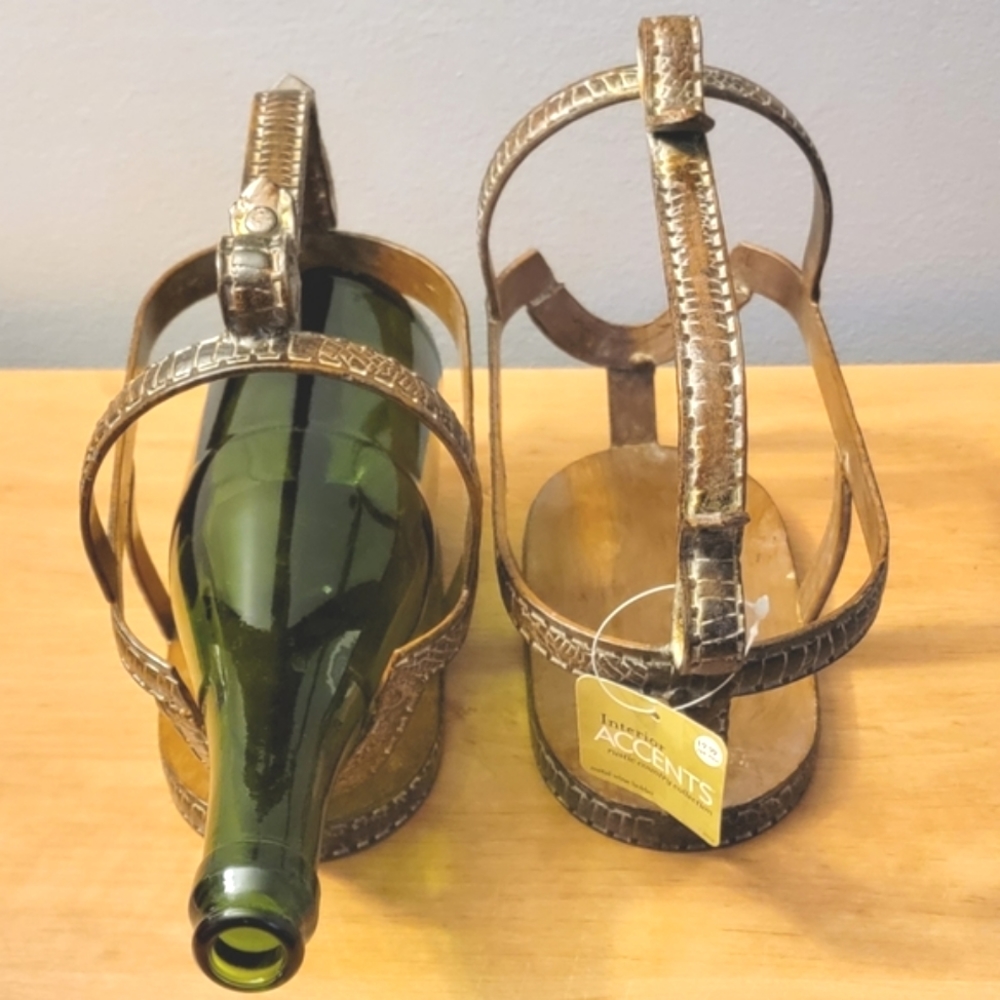 Metal Wine Bottle Holder, pair.